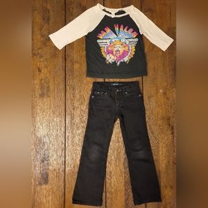 Band Tee Shirt Van Halen girls size 5/6 Jordache black pants Free